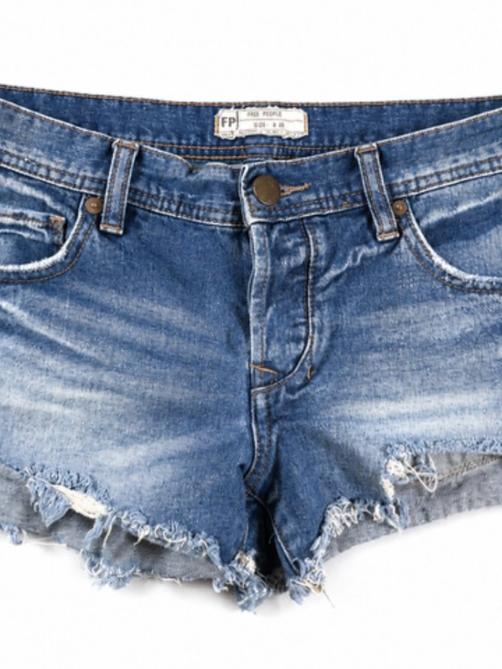 Free People Women’s 26 Distressed Denim Cutoff Shorts Raw Hem Y2K Boho